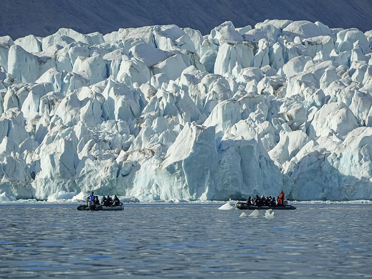 Zodiac Excursions to floating icebergs in the Arctic region