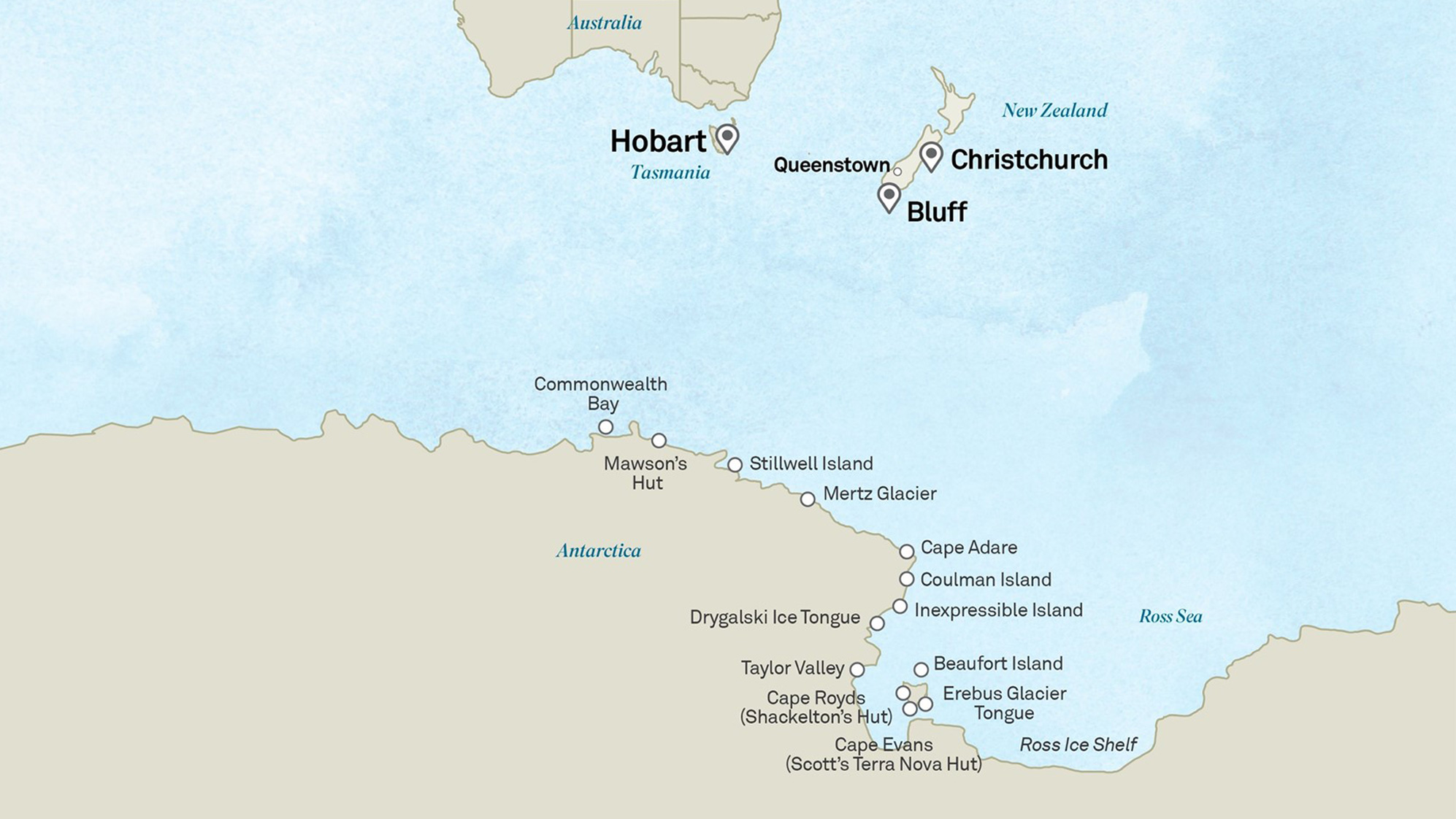 East Antarctica and Ross Sea Map