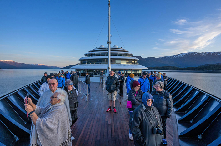 Scenic Eclipse navigating the English Narrows