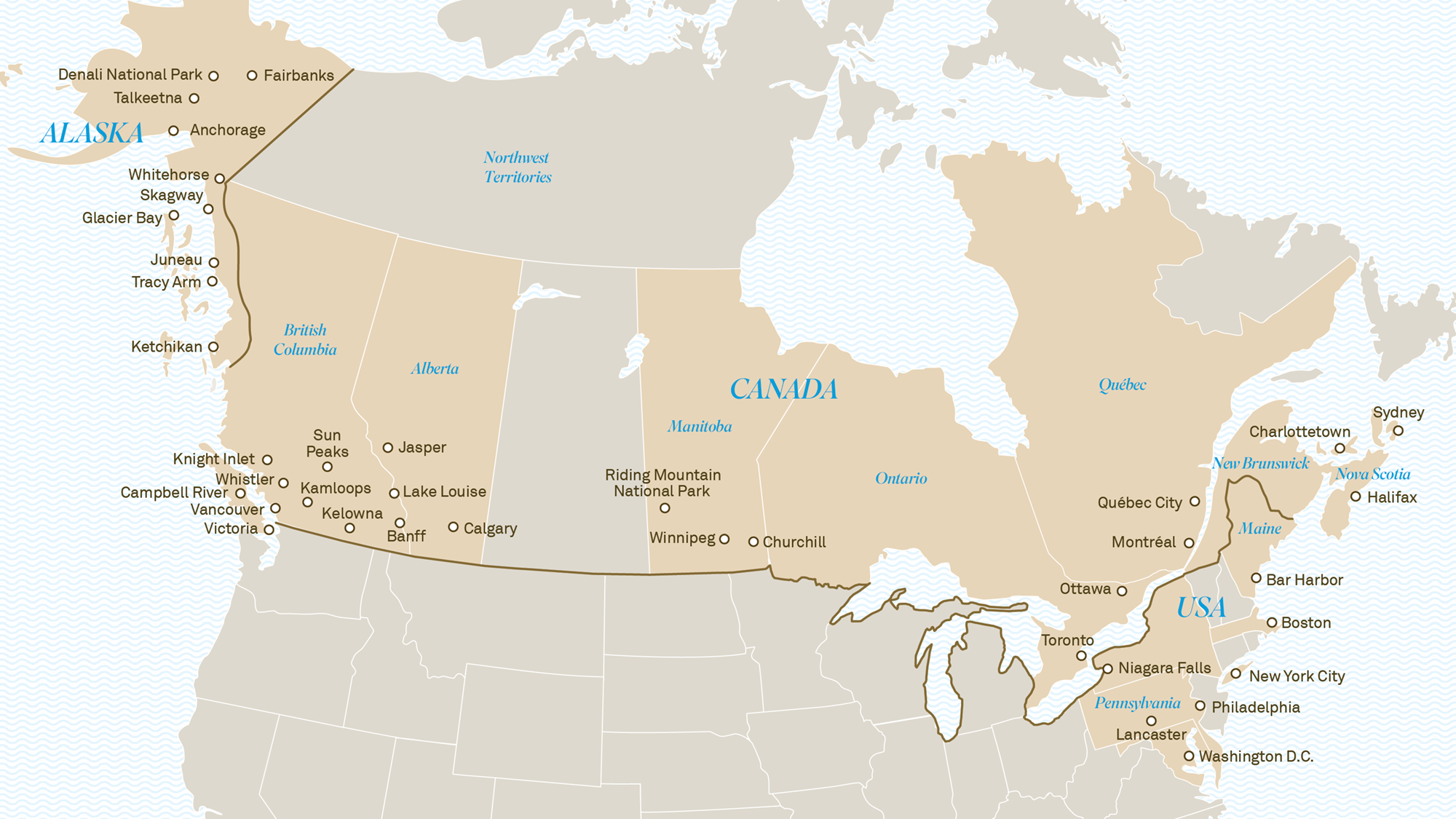 Scenic Land touring destinations in Canada, Alaska & the USA