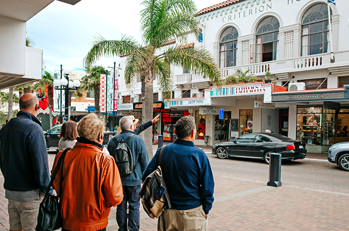 Guide Showing Napier’s heritage on a guided walking tour