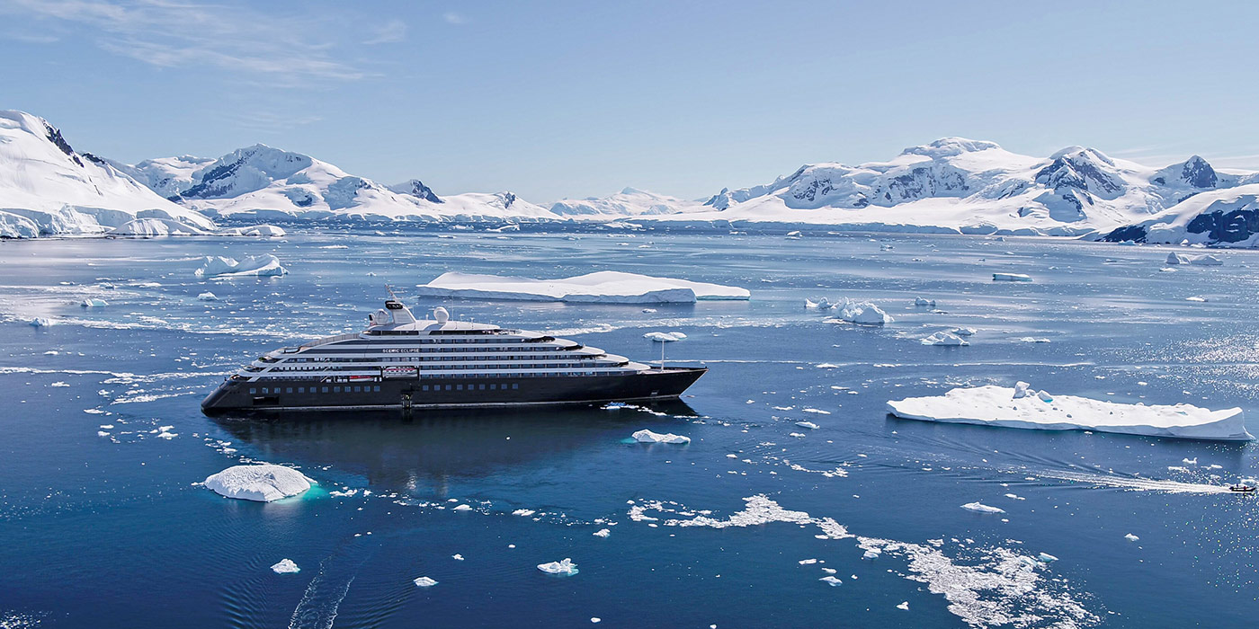 Scenic Eclipse cruising in Antarctica