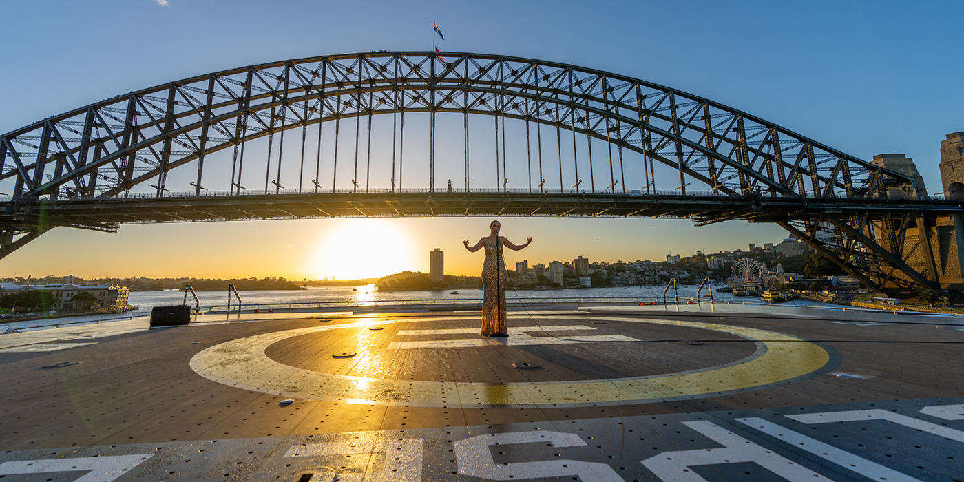 Scenic Eclipse II, Sydney Opera House with Opera Singer on Helideck