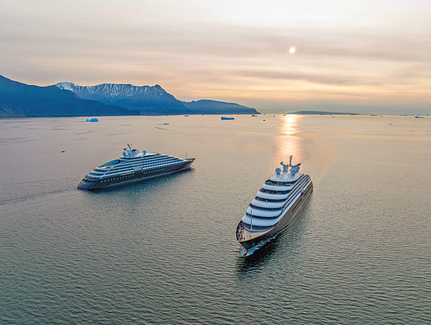 Scenic Eclipse I meets Scenic Eclipse II in Disko Bay, Greenland