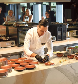Cooking demonstration at Epicure, Scenic Eclipse