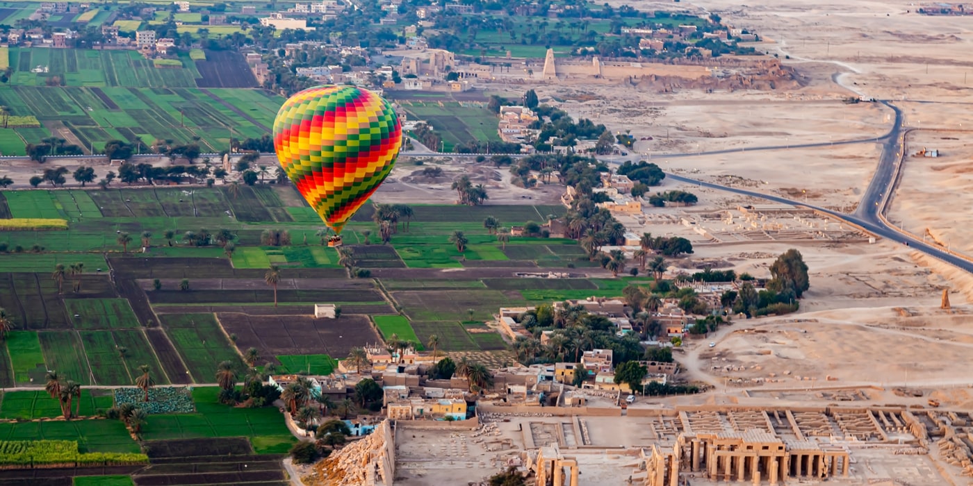 Hot air balloon flying