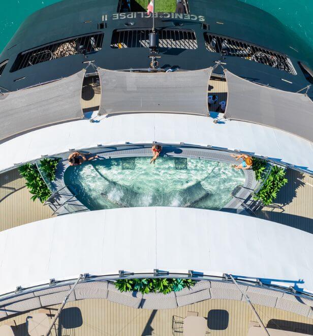 Guests enjoying the Vitality Pool on Scenic Eclipse II