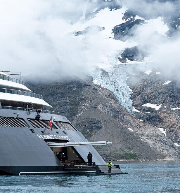 Scenic Eclipse Discovery Team at Coastal Glacier