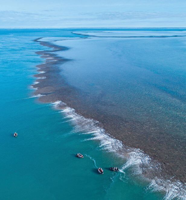 Montgomery Reef and Zodiac boats, Kimberley
