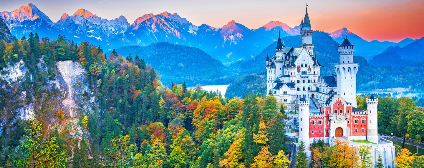 A castle surrounded by rugged mountain landscape