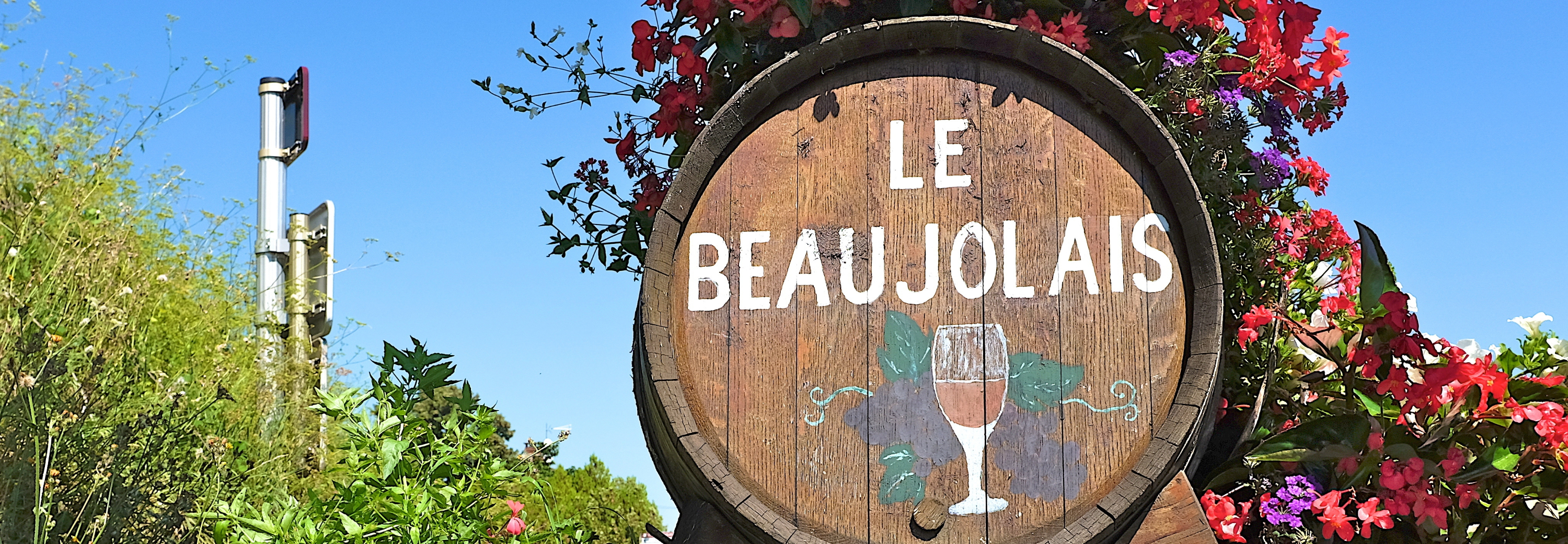 Hand painted wine barrels in the Beaujolais region